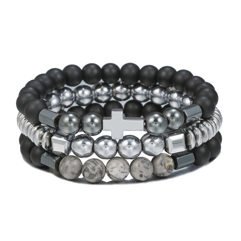 Men’s Hematite Cross Bracelet