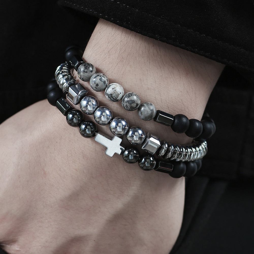 Men’s Hematite Cross Bracelet