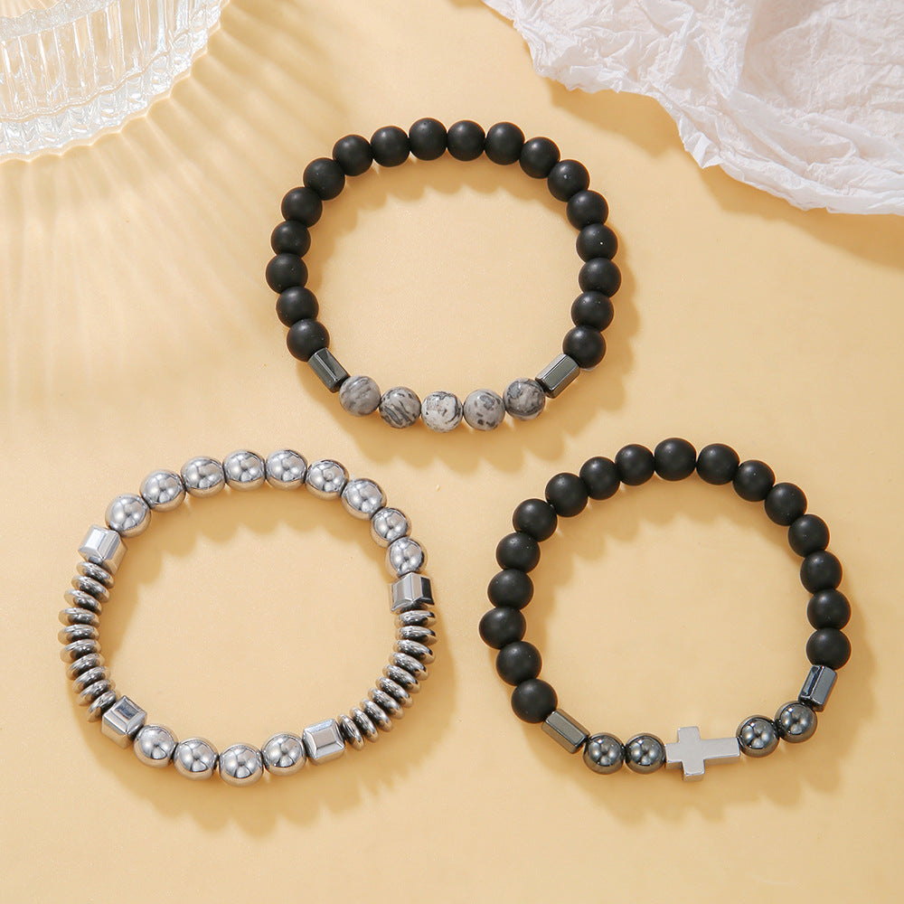 Men’s Hematite Cross Bracelet