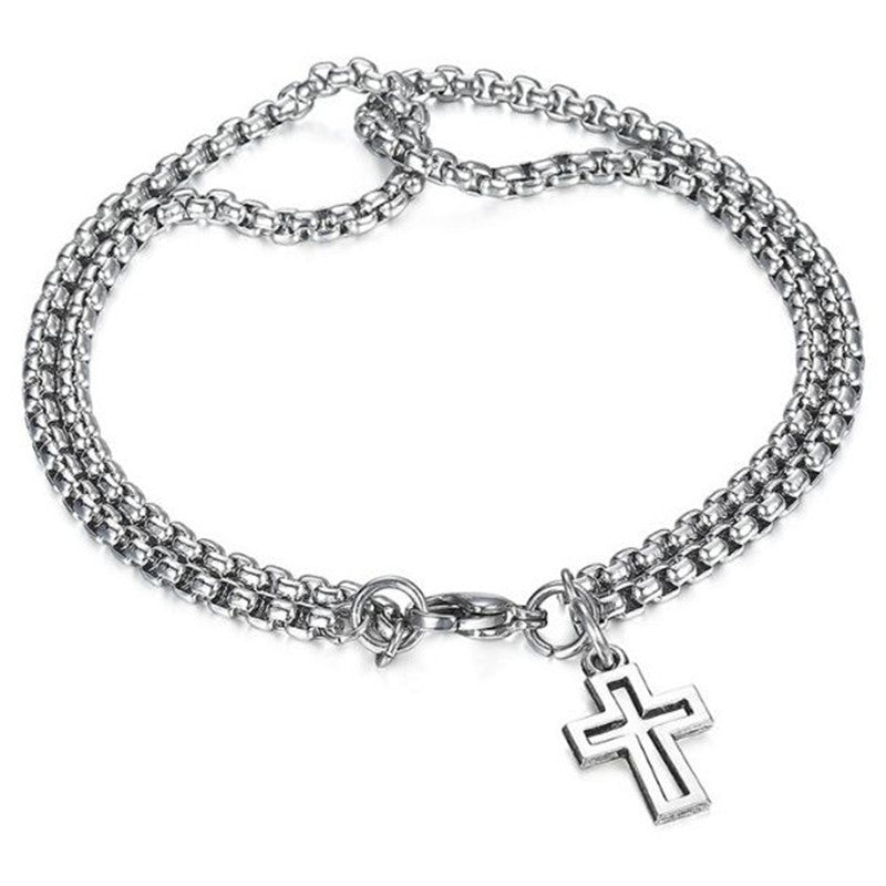 Men’s Double-Chain Cross Bracelet