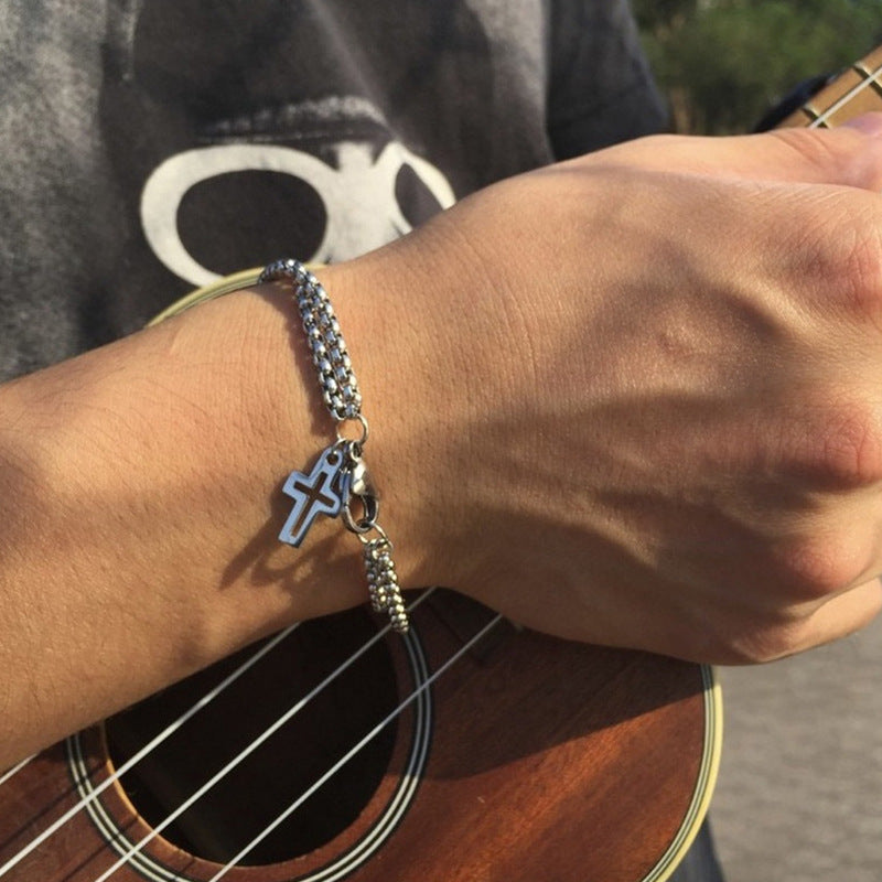 Men’s Double-Chain Cross Bracelet