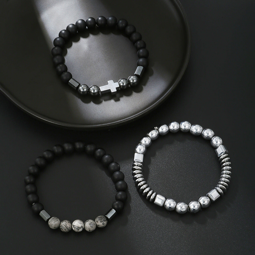 Men’s Hematite Cross Bracelet
