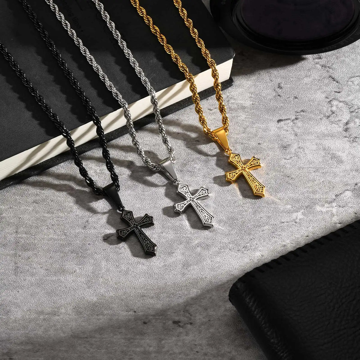 Retro Stainless-Steel Cross Necklace