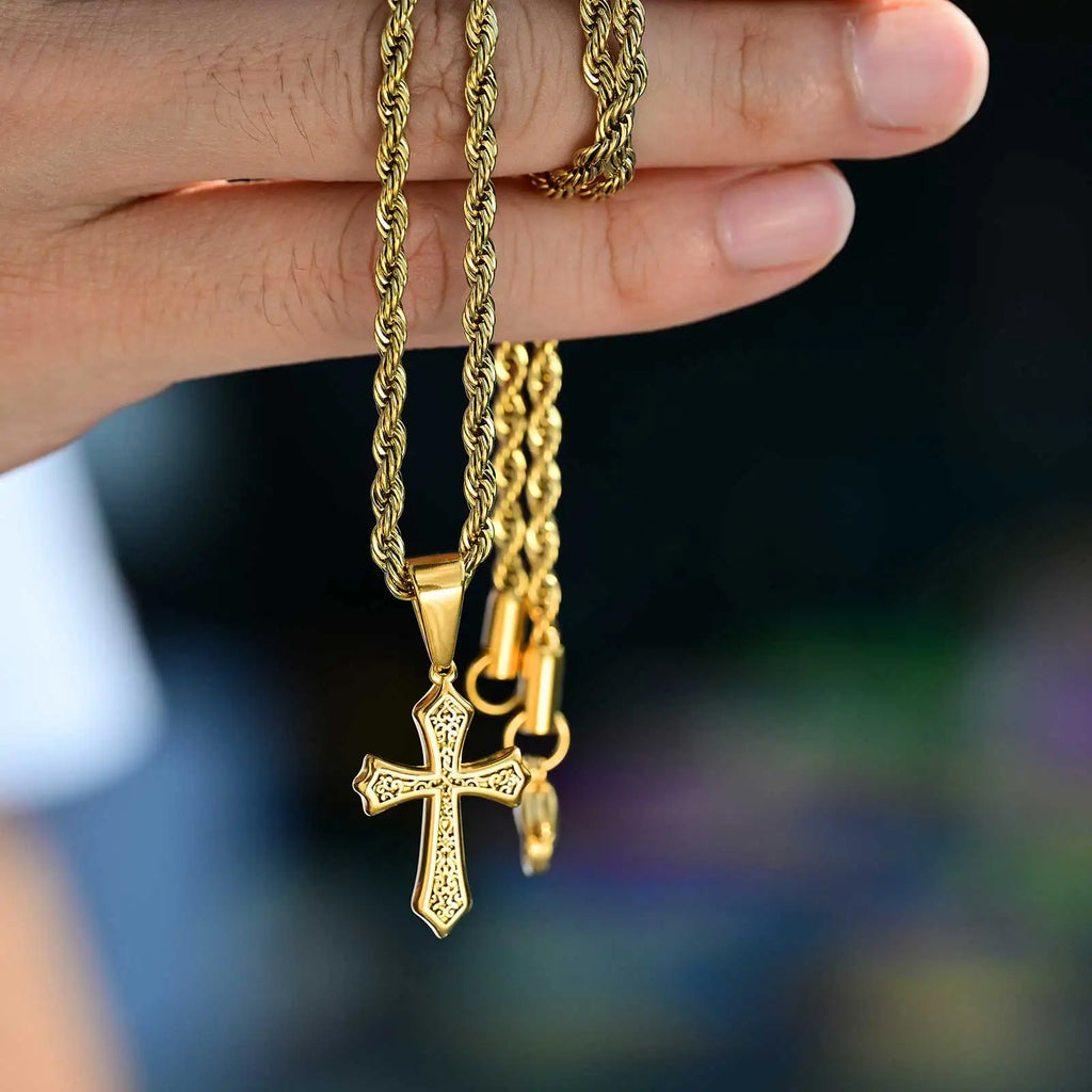 Retro Stainless-Steel Cross Necklace