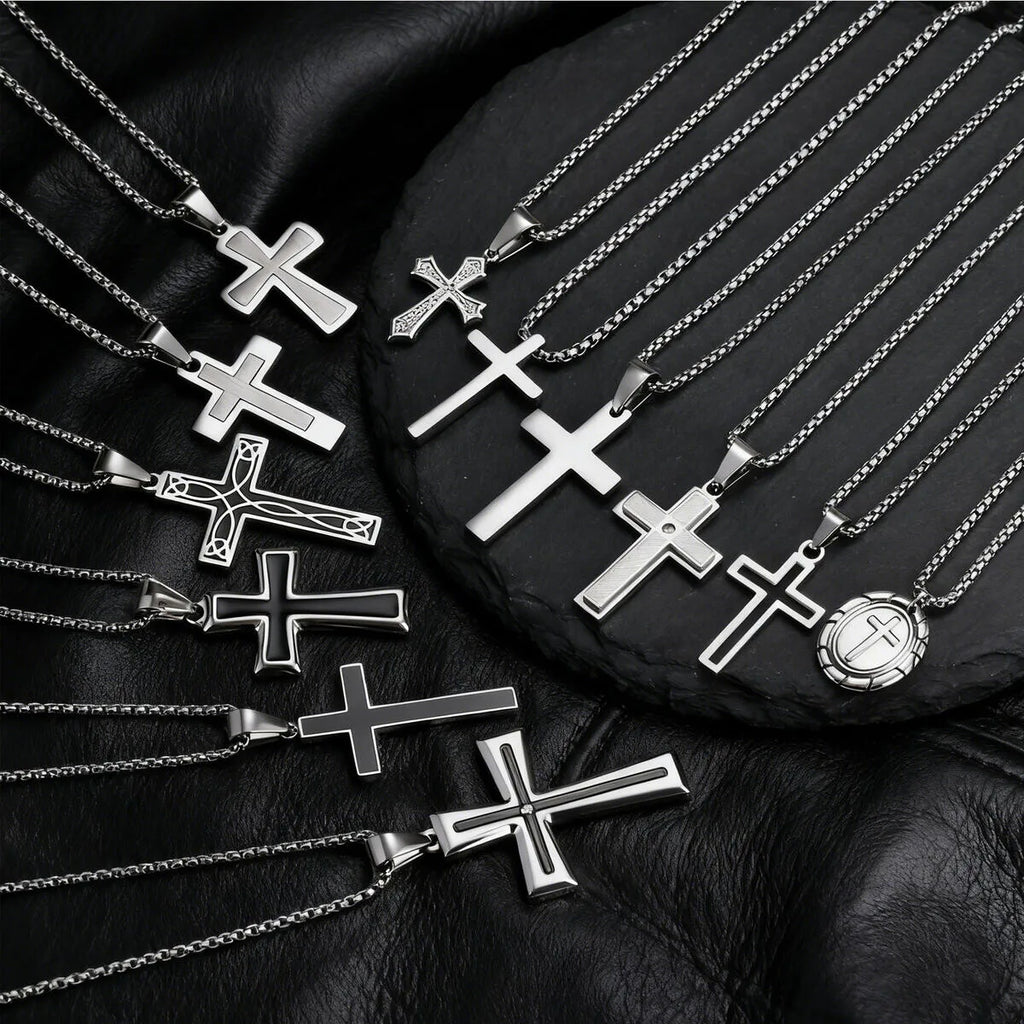 Classic Stainless-Steel Cross Necklace