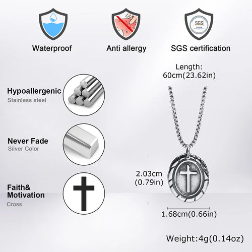 Classic Stainless-Steel Cross Necklace