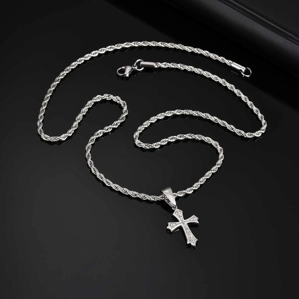 Retro Stainless-Steel Cross Necklace