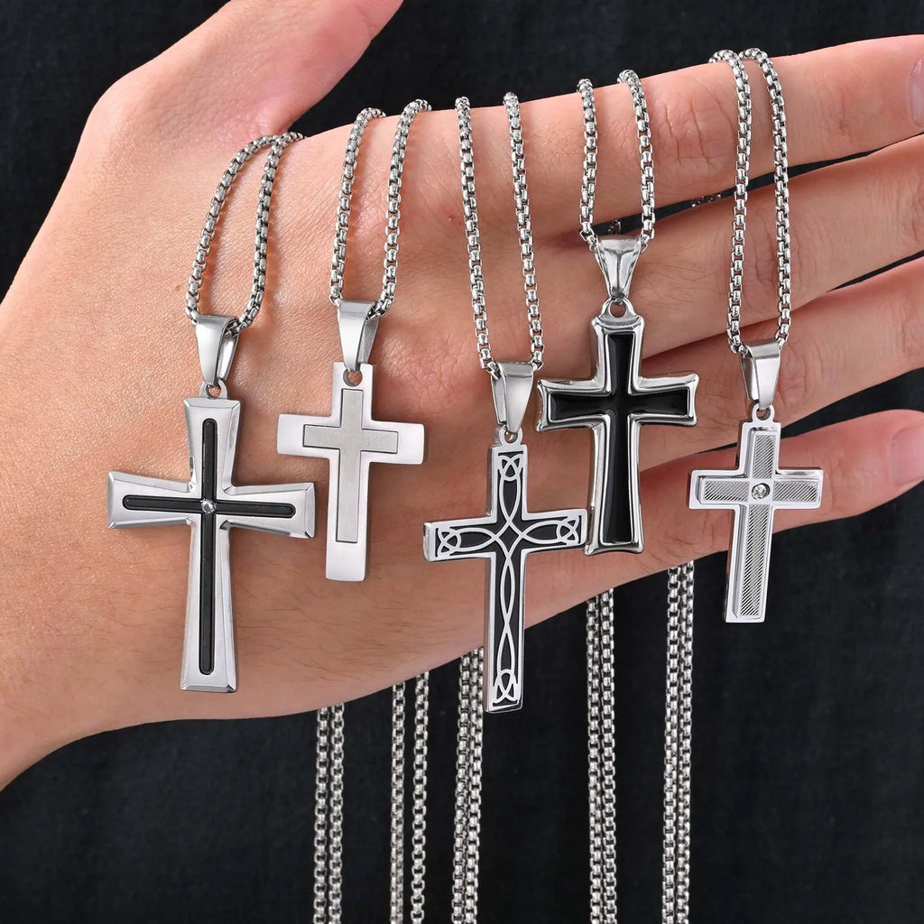 Classic Stainless-Steel Cross Necklace