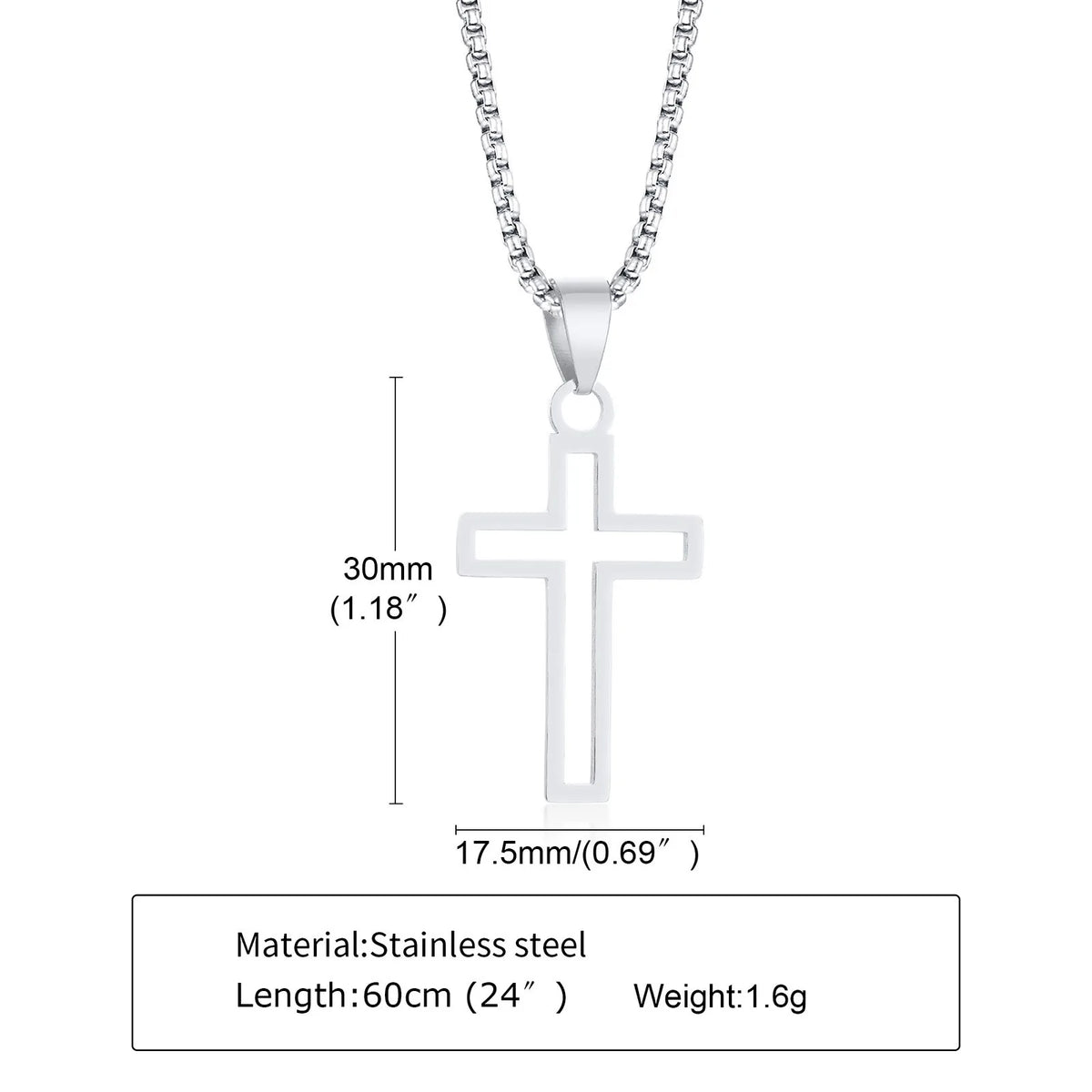 Classic Stainless-Steel Cross Necklace
