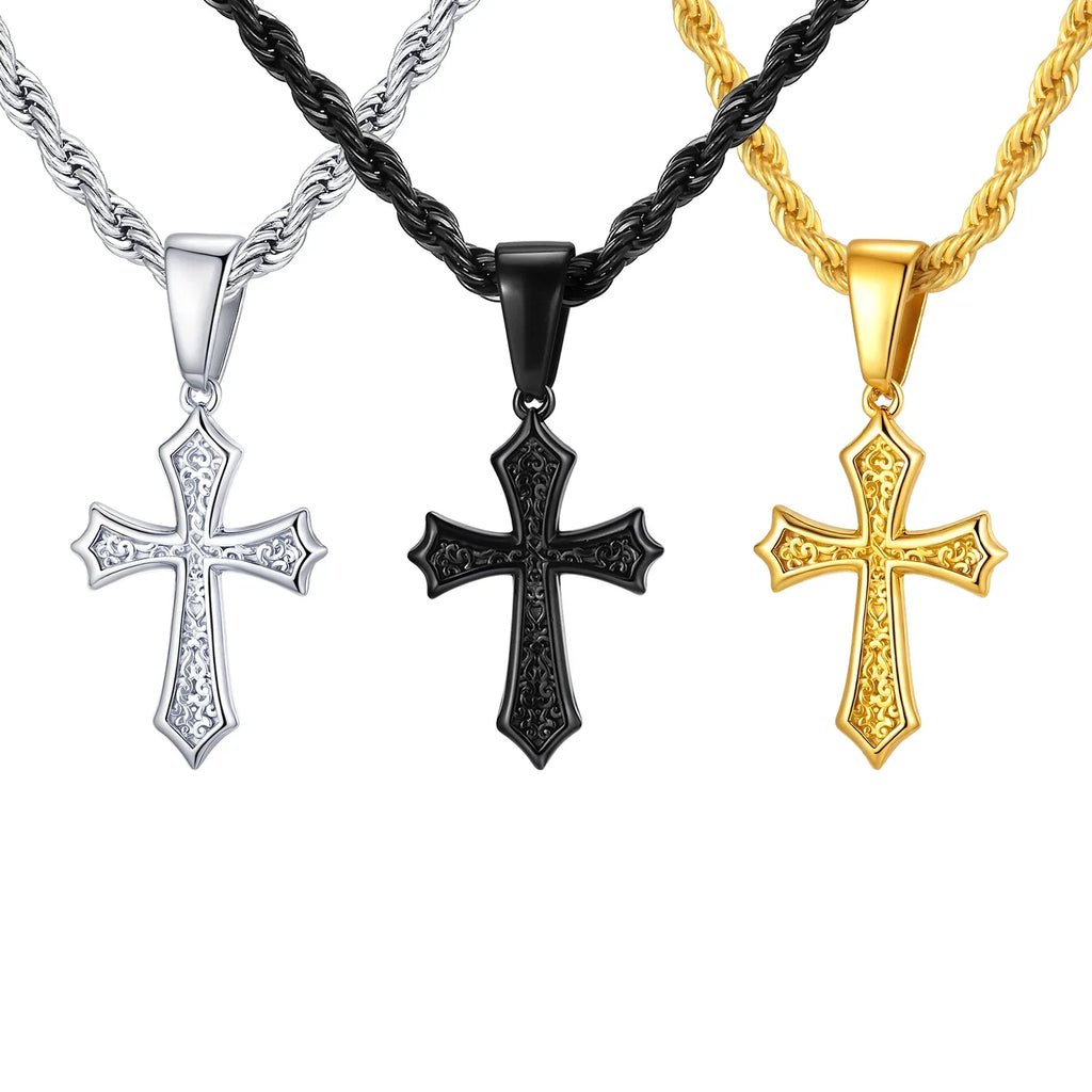 Retro Stainless-Steel Cross Necklace