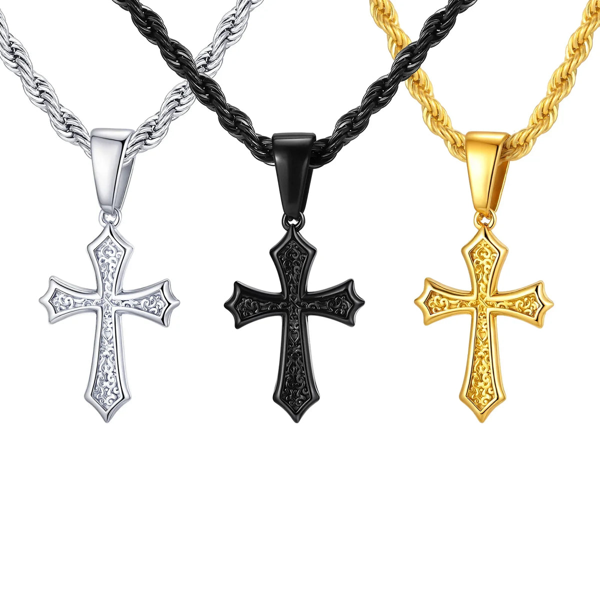Retro Stainless-Steel Cross Necklace