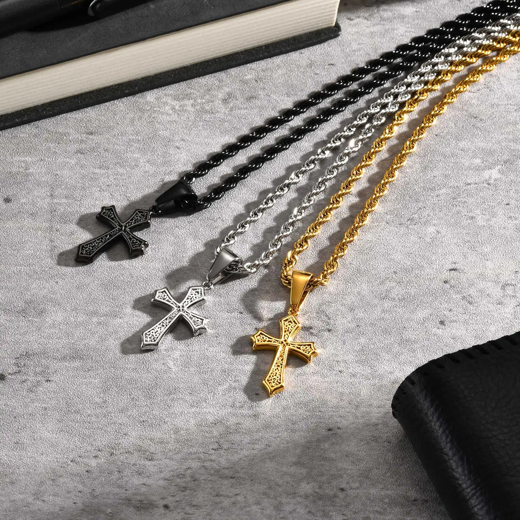 Retro Stainless-Steel Cross Necklace