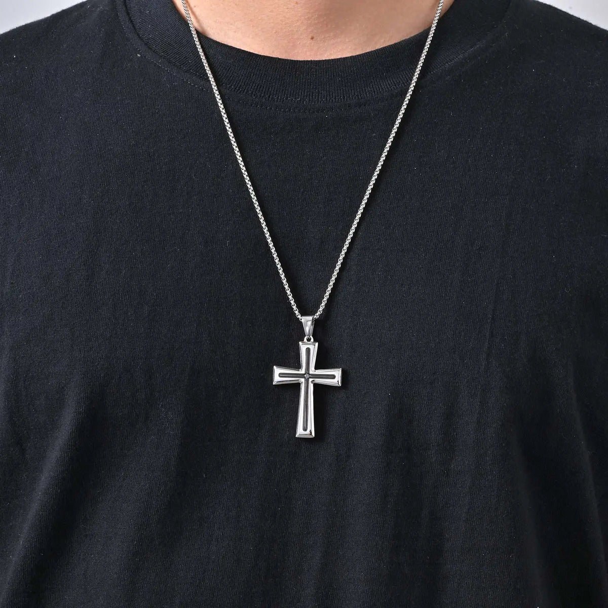 Classic Stainless-Steel Cross Necklace