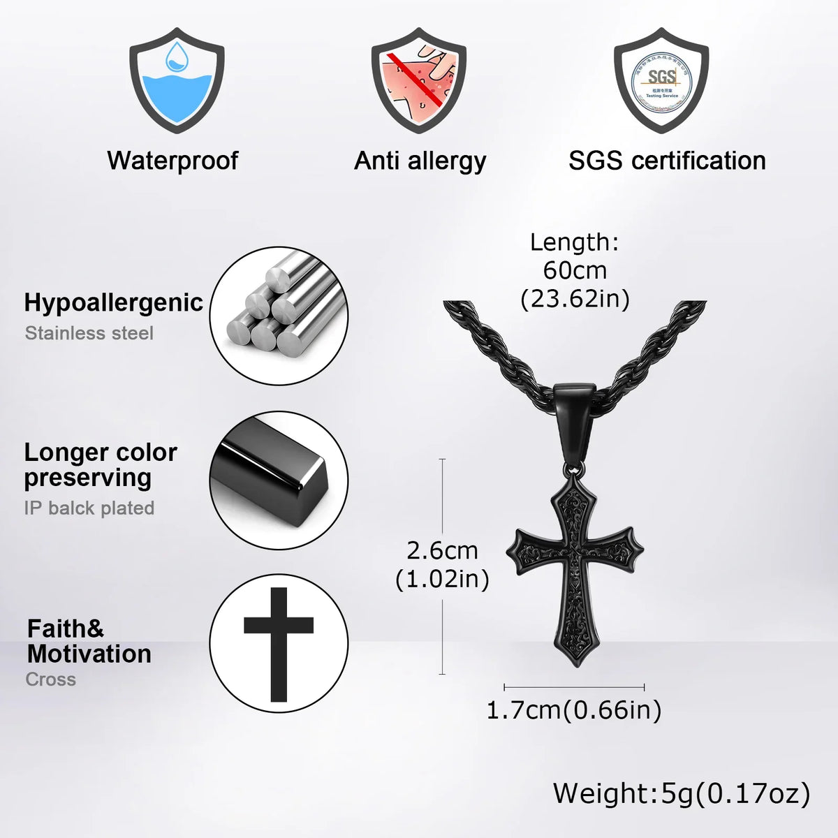 Retro Stainless-Steel Cross Necklace