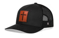 Rectangle Cross Trucker Hat  |  Leather Christian Snapback