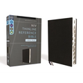 Niv, Thinline Reference Bible (Deep Study at a Portable Size), Large Print, Bonded Leather, Black, Red Letter, Thumb Indexed, Comfort Print - Bonded Leather