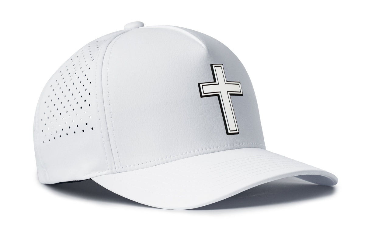 Cross Performance 5-Panel Hat  |  White Christian Flexfit Snapback