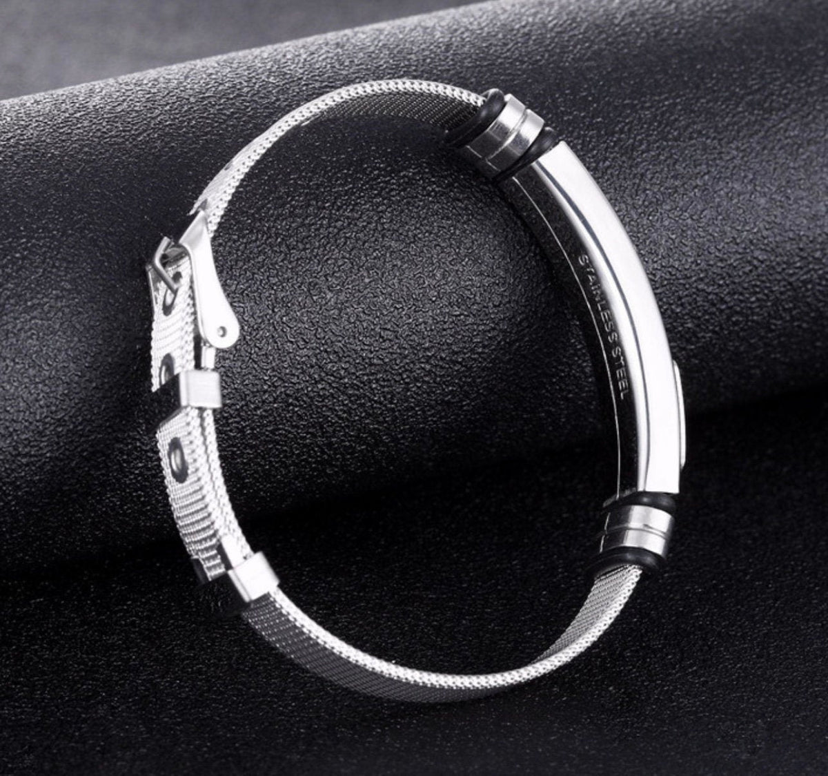 Silver Mesh Cross Bracelet