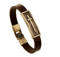Brown Leather Cross Bracelet