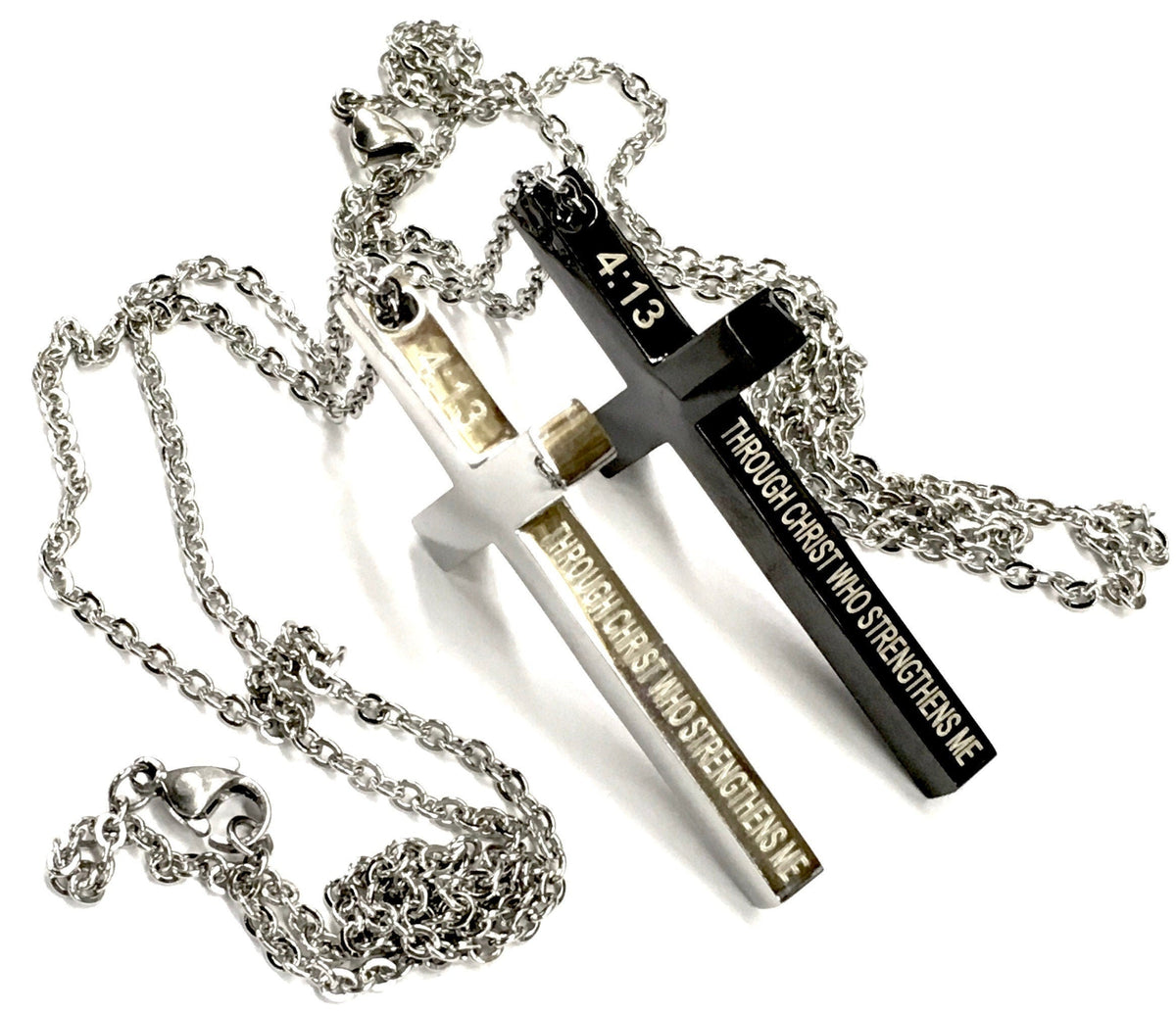Philippians 4:13 Cross Necklace