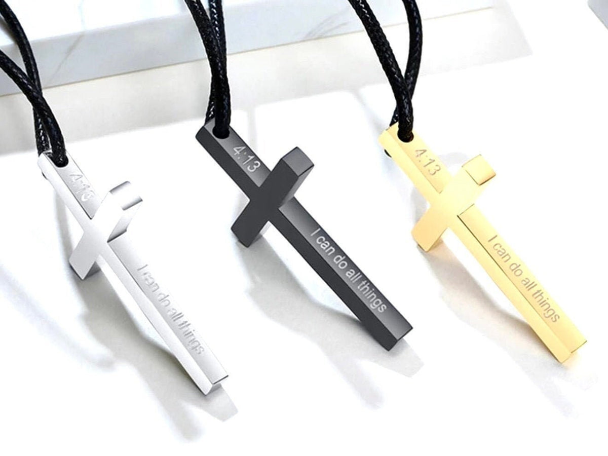 Philippians 4:13 Cross Necklace