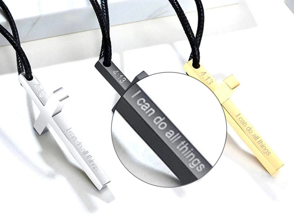 Philippians 4:13 Cross Necklace