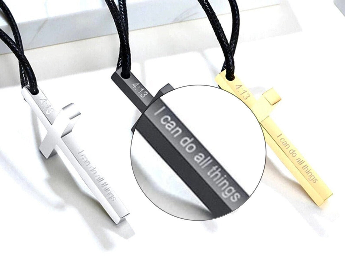 Philippians 4:13 Cross Necklace